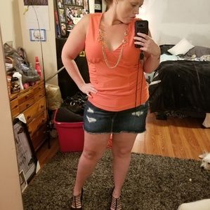 Orange Dress Shirt with Necklace!